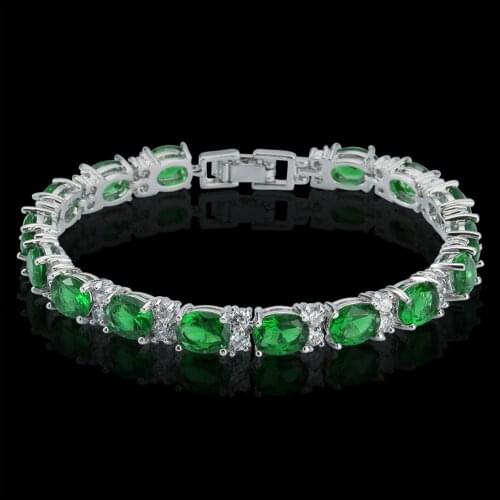 White Gold Filled Womens High Fashion Emerald Bracelet