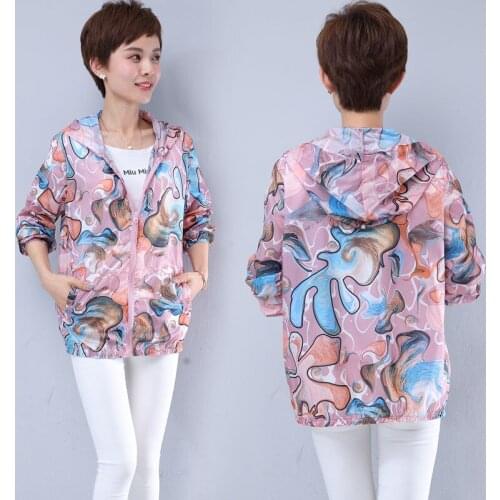 Women Summer Coat Sun Protection Jacket Print Thin Sun Protection Clothing Tops Plus Size Women Jackets And Coats 5XL Tops
