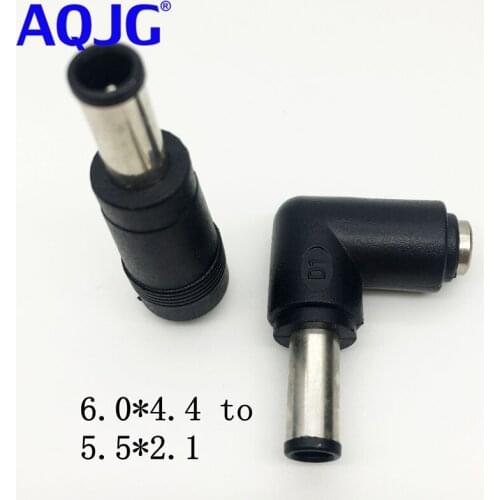 10pcs 5.5*2.1 Female to 6.0*4.4 Male AC DC Power Adapter Plug Connector dc jack tip Notebook Laptop for Sony 90 degree AQJG
