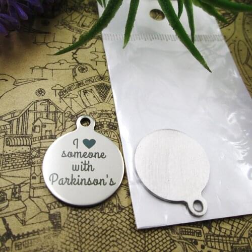 20pcs--"I Heart Someone With Parkinsons"stainless steel charms 5 styles for choosing DIY Charms for necklace bracelets