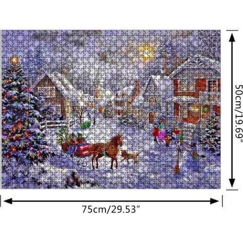 1000 Pieces Decompression Jigsaw Puzzles Christmas Paper Assembling for Adults R7RB