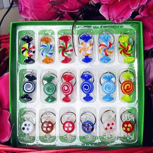18pcs custom Hand blown Vintage glass candy Figurine Christmas Decoration pendant wedding decoration glass sweets sculpture gift
