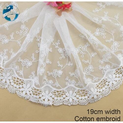 19cm wide wave white cotton embroidery lace french lace ribbon fabric guipure diy trims warp knitting sewing Accessories#4165