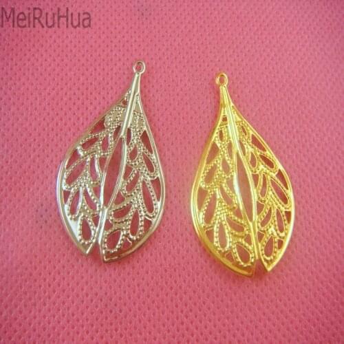 20 pieces/lot 2.9x3.5cm Metal leaves Filigree Flower Wrap Connector Jewelry DIY Components