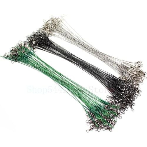 20PCS Anti Bite Steel Fishing Line Steel Wire Leader With Swivel Fishing Accessory Lead Core Leash Fishing Wire 15CM-30CM