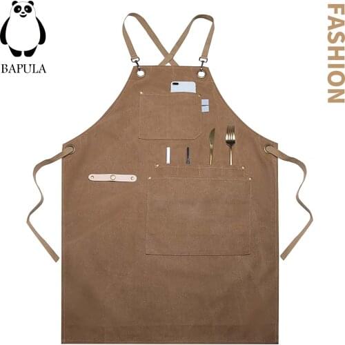 2021 Fashion Canvas kitchen Aprons For Woman Men Chef Work Apron For Grill Garden Bar Shop Cafes Beauty Nails Studios Uniform