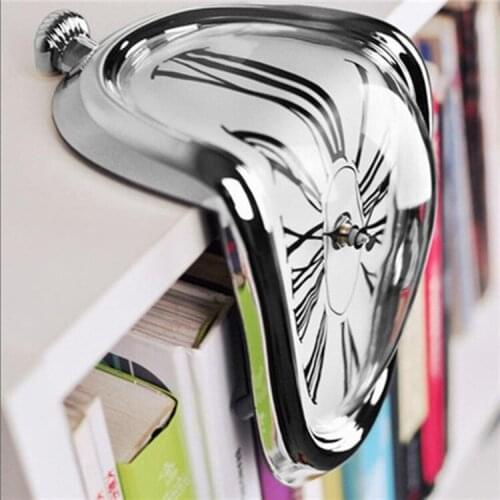 3D Creative Melting Distorted Wall Clock Sticker Surrealist Wall Clock for Living Room Home Decor Christmas Gift