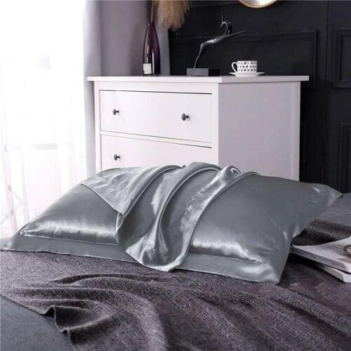 43 Luxury 100% Nature Mulberry Satin Silk Silver Grey Pillowcase Wholesale Multicolor Silky Pillow Case For Women Men