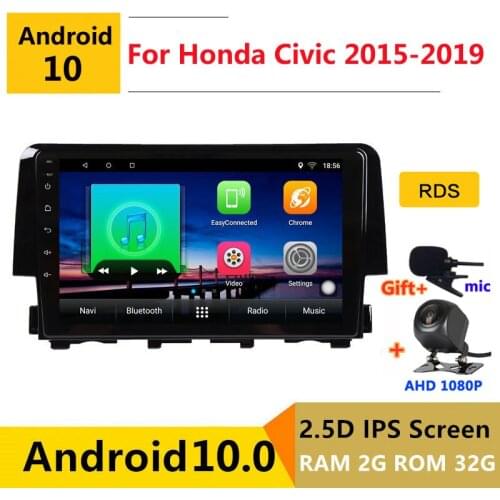 9 inch Android 10 Car DVD Multimedia Player GPS For Honda Civic 2015 2016 2017 2018 2019 audio auto radio stereo navigation