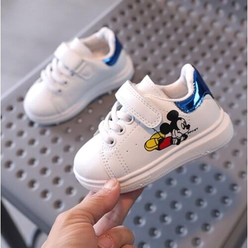 Disney Brand White Shoes For Children Boy Girl Fashion Cartoon Mickey Kids Sports Shoes Running Sneakers Boys Casual Shoes