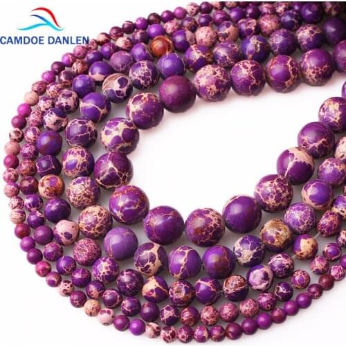 CAMDOE DANLEN Natural Stone Purple Sea Sediment Turquoises Imperial Jaspers Beads 4/6/8/10/12MM Fit Diy Beads For Jewelry Making