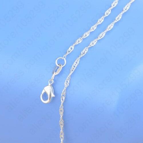 Fast Shipping Top Quality Genuine 925 Sterling Silver Water Wave Singapore Necklace Chains With Lobster Clasps 16"-30"