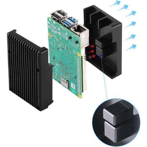 Black Aluminum Alloy Case Passive Cooling Shell Metal Enclosure Heat Dissipation for Pi 4