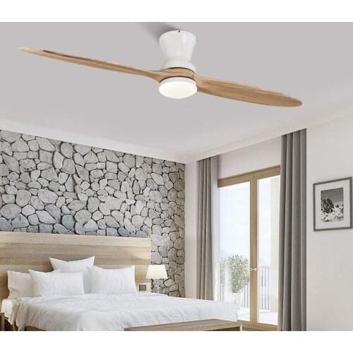 60 Inch 2pcs Blades Wood Ceiling Fans Nordic American Style DC Fans With Light or Without Lights For Dining Living Room Bedroom