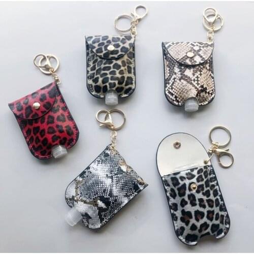 Hand Sanitizer Leather Keychain Key Holder Travel Bottle Leakproof Containers 60ml Flip Cap Reusable Bottles Key Chain Carrier