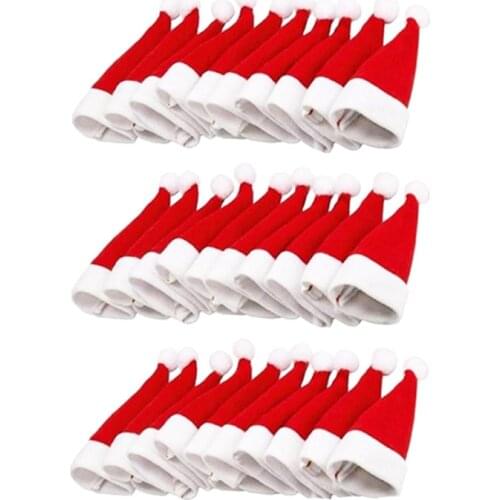 30 Pcs Christmas Santa Hats Silverware Holders Xmas Tableware Fork Spoon Knife Storage Bag,Table Decoration Supplies