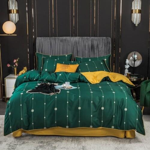 3/4pcs Bright Green And Yellow Duvet Cover Set 100% Cotton Sateen Bedding Sets Single Double King Size Bed Linen Luxury Bedsheet