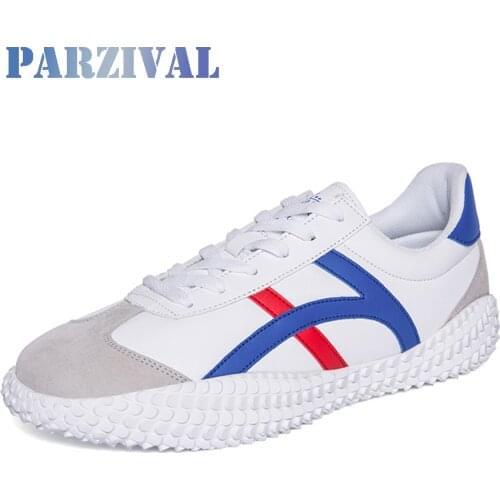 PARZIVAL Men Casual Shoes Autumn Leather Mens Shoes Ultra-light Sneakers For Men Fashion Mesh Breathable Vulcanized Shoes Male