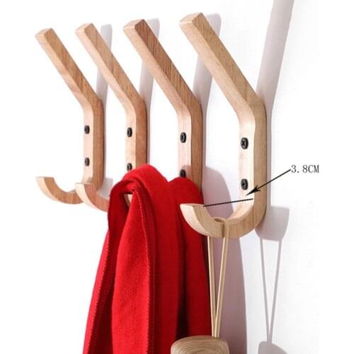 Coat Hook Handmade Durable Oak Storage Hanger Wall-mounted Decoration Hook For Hanging Coats Hats Bags