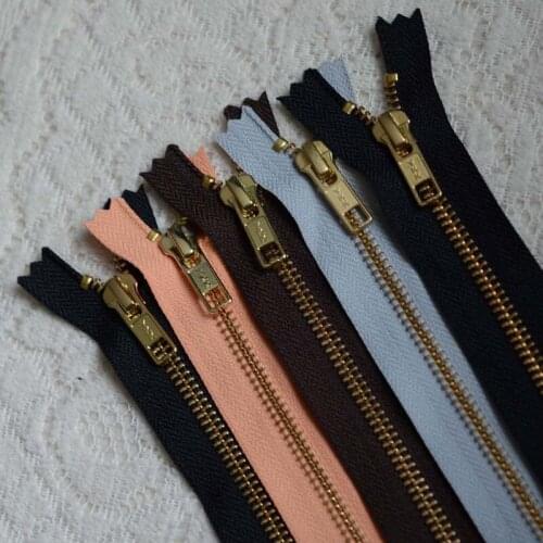 20 Pcs/lot 5# 15-30cm YKK Metal Zipper Boots Zippers Brass Close End Black Gray Coffee Orange Sewing Accessories Wholesale