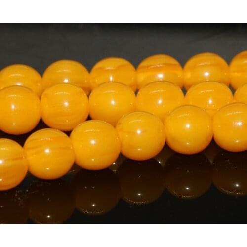 Fashion yellow resin smooth beeswax round gems 5mm 6mm 8mm 10mm classical loose spacers beads jewelry making 15 inch B35