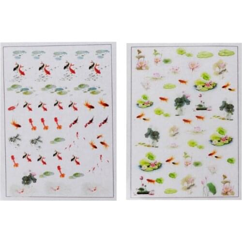 3D Goldfish Clear Film Sticker,Koi Pond Painting,3D Goldfish Lotus Clear Film Resin Fillings Jewelry Making