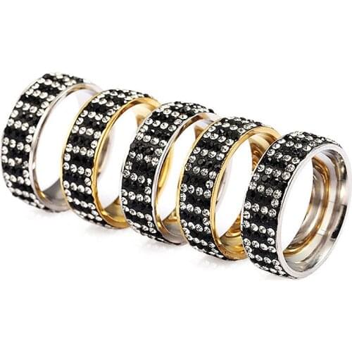 New stainless steel jewelry stainless steel ring shaped splicing ceramic clay ring wedding gift jewelry