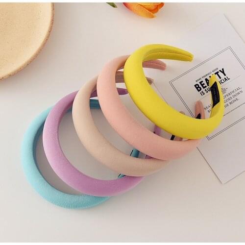 2021 Female Bezel Head Silk Padded Headband for Women Solid Thick Hair Hoop Hairband Cotton Blends Headbands