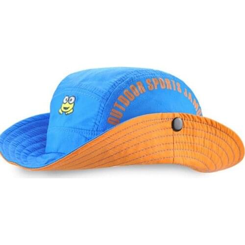 XEONGKVI Summer Cartoon Frog Children Bucket Hats Brand Polyester Quick-drying Hat For Boy And Girl Big Brim Flanging 48CM 50CM