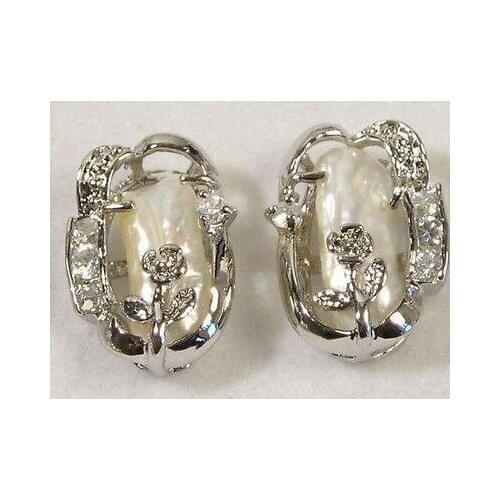 Hot sell new Free shipping Beautiful cultured white/ pink/ black biwa pearl stud earrings