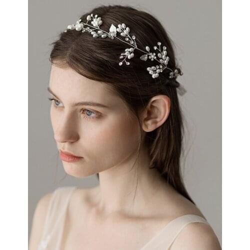 O342 Beaded stylish girls princess bridal headband embellished hair accessories fancy women pearl hairband