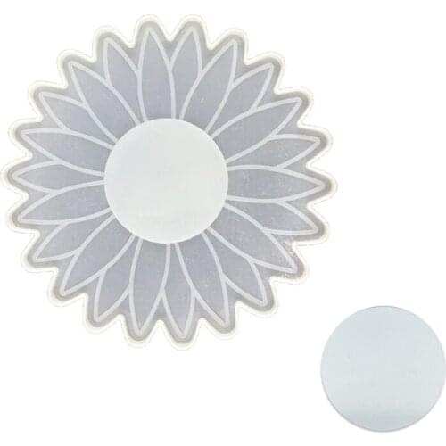 Silicone Mold Epoxy Resin Wall Mirror Mold Sunflower Round Mirror Epoxy Resin Casting Mold Suitable for Home Decoration
