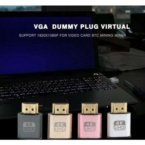Hdmi-Compatible Virtual Display Video Card 4K Ddc Edid Dummy Plug Display Emulator Adapter 1920X1080P for Vedio Mining