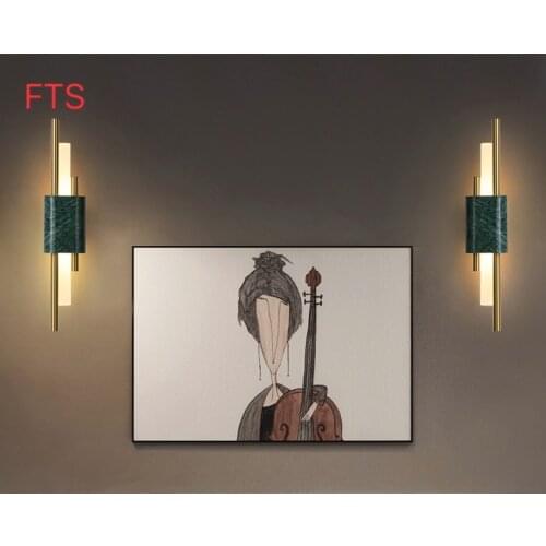 Modern minimalist LED wall lamp marble strip wall light bedroom bedside lamp living room TV background hotel wall lamps