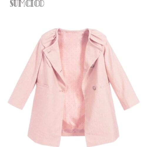Sumcico 2020Fall Girls Dress Coat Windbreaker Long Sleeve Button Pocket Long Winter wool blends Coat Outerwear Age2-14Y