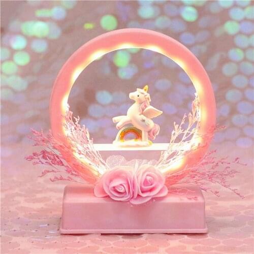 Night light sky music box light multi-function music bell dry flower unicorn night light Moon Lamp Battery Power Lamps Star Led