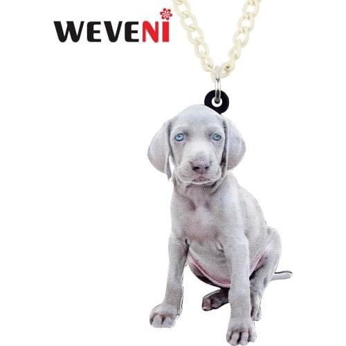 WEVENI Acrylic Weimaraner Dog Necklace Pendant Chain Choker Pendant Fashion Animal Pets Jewelry For Women Girls Gift Accessories
