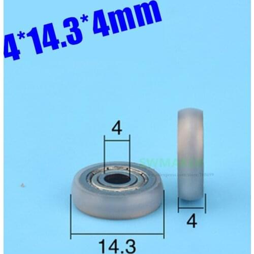 SWMAKER 10pcs 4*14.3*4mm plastic bearing pulley / roller, bathroom door and window accessories, nylon pulley