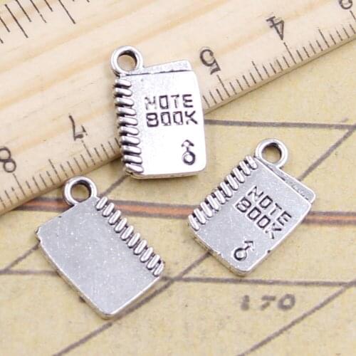 10pcs Charms Male Note Book 18x12mm Antique Silver Color Pendants Making DIY Handmade Jewelry Factory Wholesale