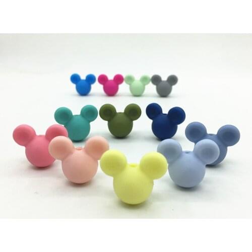 DIY lot of 10pcs Mickey Baby Teething Beads Cartoon Silicone Beads For Necklaces BPA Free Teether Toy Accessories Nursing