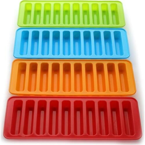 10 Grids Chic Long Strip Shape Silicone Ice Cube Mould Trays Diy Baking Mould