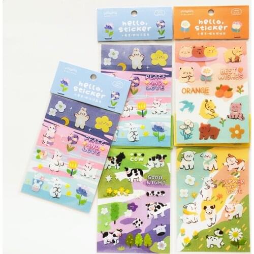 2 Sheets/Pack Farm Animals Cows Dog Rabbit Handbook Album Decorative Sticker