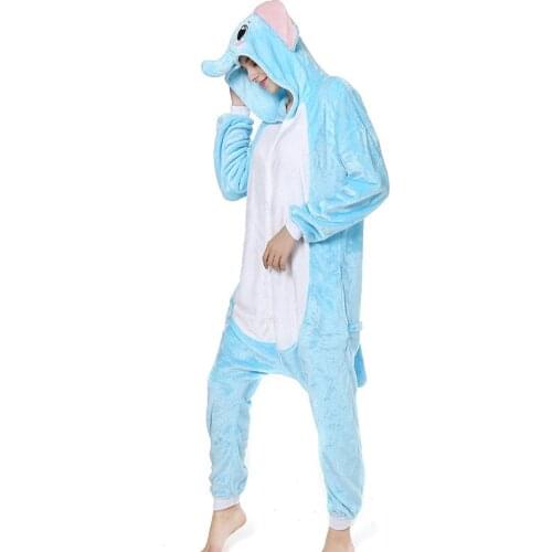 2019 Halloween Adult Elephant Kigurumi Cosplay Costume Flannel Female Outfits Jumpsuits Bodysuits Women Onesie Hoodie Pajamas
