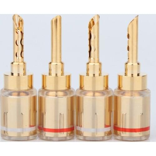 4Pcs Hifi Audio 24K Gold plated BFA banana connector Banana Plug Adapter Wire Speaker Connectors