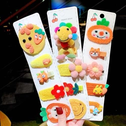 5 Pcs/Set Cute Children Cartoon Flower Colorful Baby Hair Clips Ornament For Girls Lovely Sweet Hairpins Kid Hair Accessories