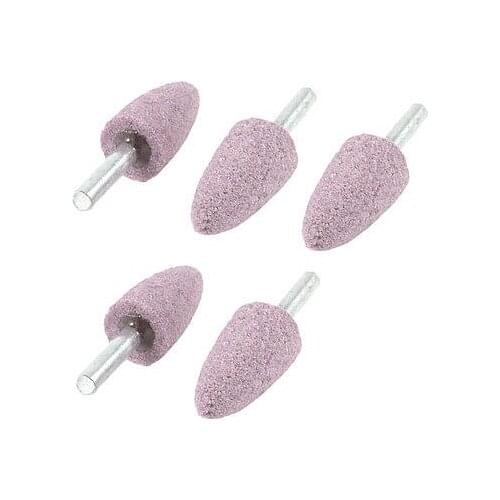 5 x Metal Shank Abrasive Grinding Mounted Point Mauve 6mm Shank Dia. Head Diameter 16/18/20/25mm