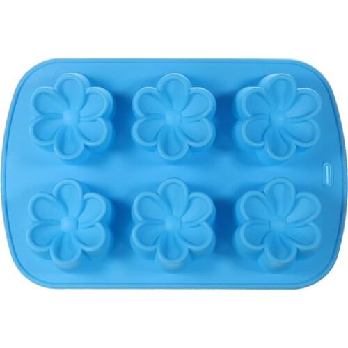 6-Cavity Silicone Flower Cake Jelly Mold 3D Small Flower Ice Cube Tray DIY Soap Mould Sugarcraft Cake Baking Tools Reusable
