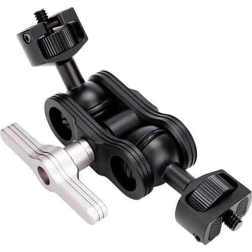 Aluminum Alloy Double Ball Head Mount Adapter Magic Arm 360 Ball Head with 1/4'' screw for SLR Camera Monitor Bracket