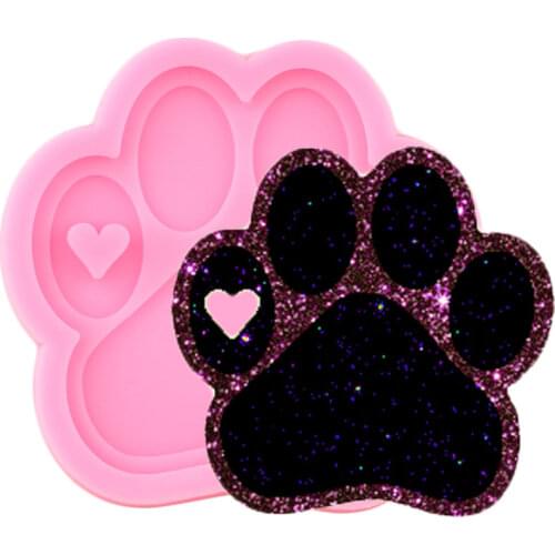 Shiny Glossy Bear Paw Silicone Mold DIY Craft Keychain Molds Handmade Eardrop Epoxy Mould Necklace Charms Making Jewelry Moulds