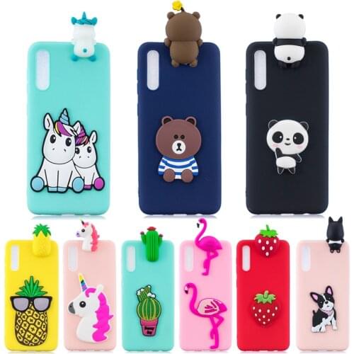 For Samsung Galaxy A50 Case on for Coque Samsung A50 A70 A40 A30 A20 M20 M30 Cover 3D Unicorn Panda Doll Soft TPU Phone Cases